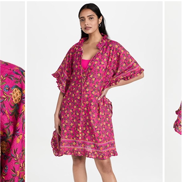 Fruit Rio fruit dots cover up or tunic pink size XS tie striped fruit print NWT - Picture 1 of 7